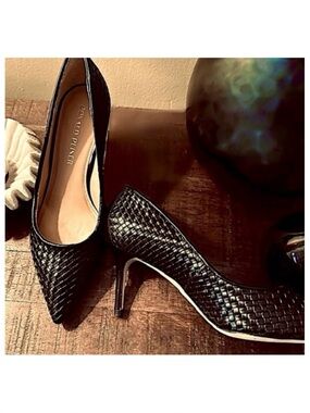 Donald Pliner Yvetta Woven Leather Pointed-Toe Pump with 3” Heel